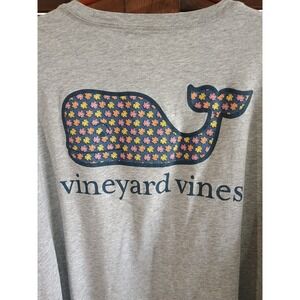 Vineyard Vines Men's Long Sleeve T-shirt Autumn Fall Leaves Print Whale Size M